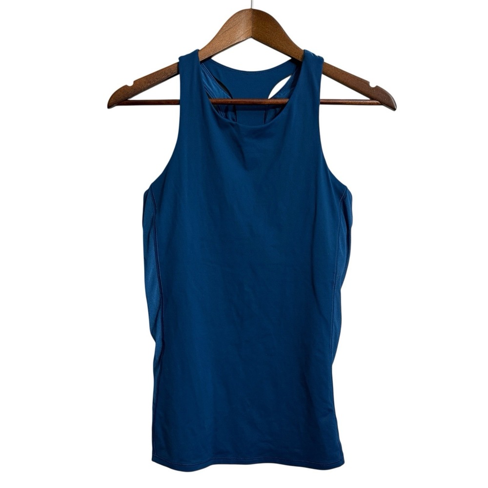 Lululemon body con tank women's 8 Poseidon teal racer back mesh gym yoga workout